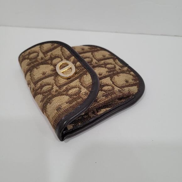Auth Christian Dior Monogram Trotter Coin Case Brown Small Wallet Compact Retro - Picture 10 of 11
